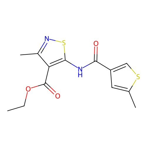ethyl 3-methyl-5-(5-methylthiophene-3-carboxamido)isothiazole-4-carboxylate structure