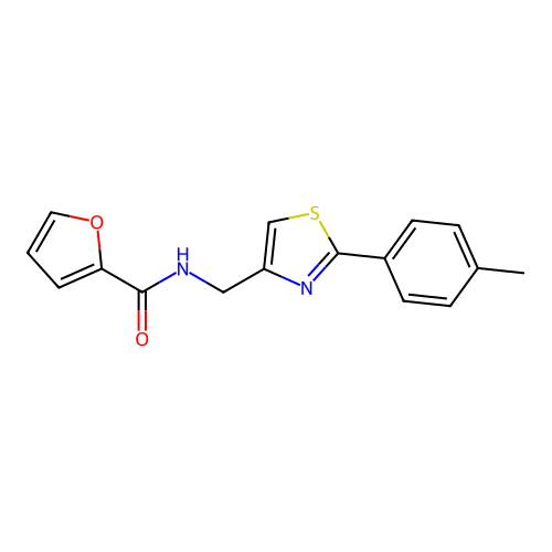 N-[[2-(4-methylphenyl)-1,3-thiazol-4-yl]methyl]furan-2-carboxamide structure