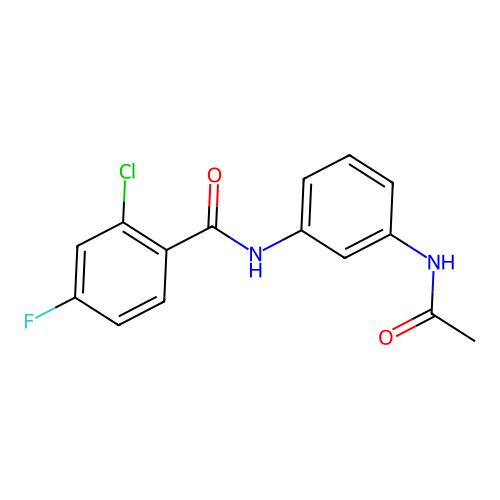 N-(3-acetamidophenyl)-2-chloro-4-fluorobenzamide structure