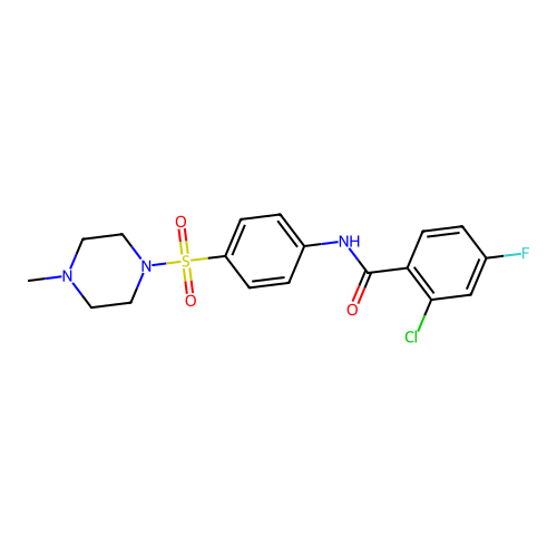2-chloro-4-fluoro-N-[4-(4-methylpiperazin-1-yl)sulfonylphenyl]benzamide structure