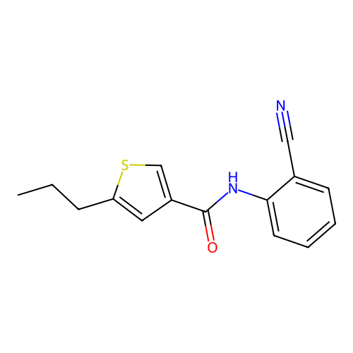 N-(2-cyanophenyl)-5-propylthiophene-3-carboxamide structure