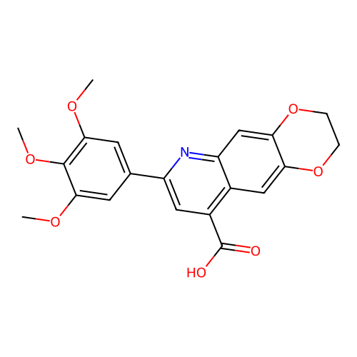7-(3,4,5-trimethoxyphenyl)-2,3-dihydro-[1,4]dioxino[2,3-g]quinoline-9-carboxylic acid structure