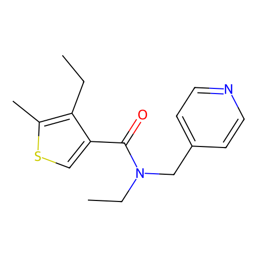 N,4-diethyl-5-methyl-N-(pyridin-4-ylmethyl)thiophene-3-carboxamide structure