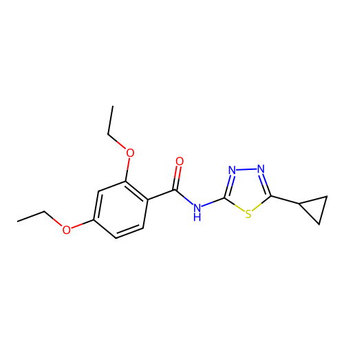N-(5-cyclopropyl-1,3,4-thiadiazol-2-yl)-2,4-diethoxybenzamide structure