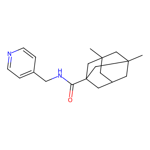 3,5-dimethyl-N-(pyridin-4-ylmethyl)adamantane-1-carboxamide structure