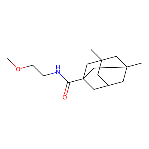 N-(2-methoxyethyl)-3,5-dimethyladamantane-1-carboxamide structure