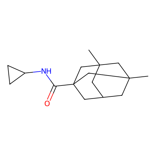 N-cyclopropyl-3,5-dimethyladamantane-1-carboxamide structure