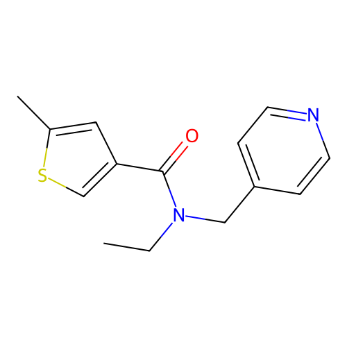 N-ethyl-5-methyl-N-(pyridin-4-ylmethyl)thiophene-3-carboxamide structure