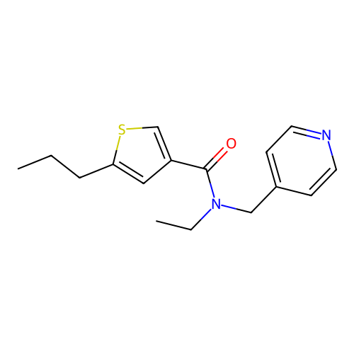 N-ethyl-5-propyl-N-(pyridin-4-ylmethyl)thiophene-3-carboxamide structure
