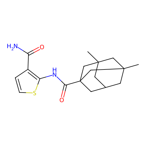 2-[(3,5-Dimethyladamantane-1-carbonyl)amino]thiophene-3-carboxamide structure