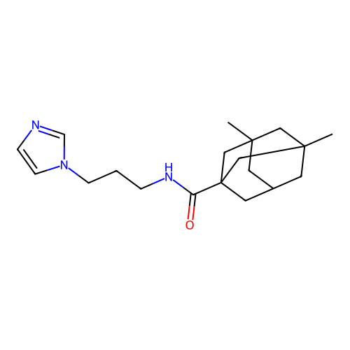 N-(3-imidazol-1-ylpropyl)-3,5-dimethyladamantane-1-carboxamide structure