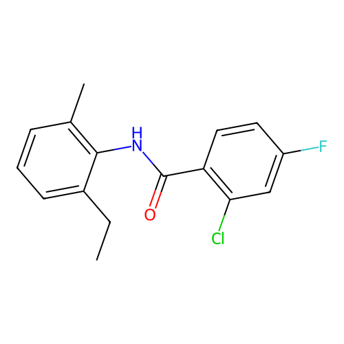 2-chloro-N-(2-ethyl-6-methylphenyl)-4-fluorobenzamide structure