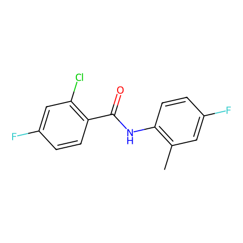 2-chloro-4-fluoro-N-(4-fluoro-2-methylphenyl)benzamide structure