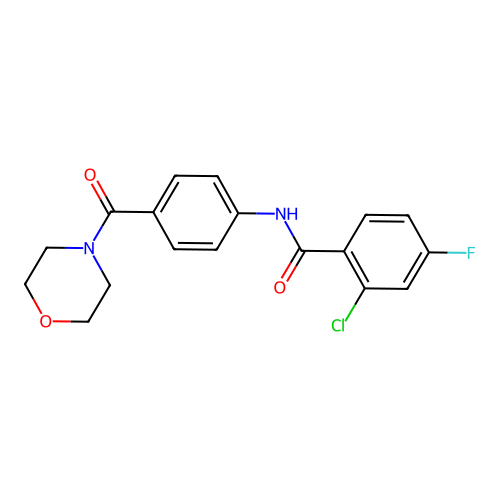 2-chloro-4-fluoro-N-[4-(morpholine-4-carbonyl)phenyl]benzamide structure