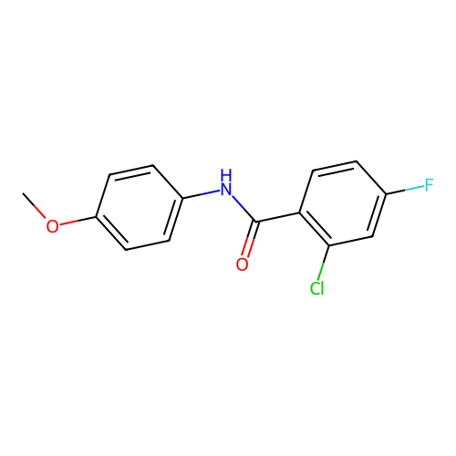 2-chloro-4-fluoro-N-(4-methoxyphenyl)benzamide structure