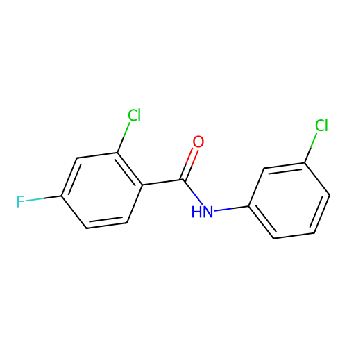 2-chloro-N-(3-chlorophenyl)-4-fluorobenzamide structure
