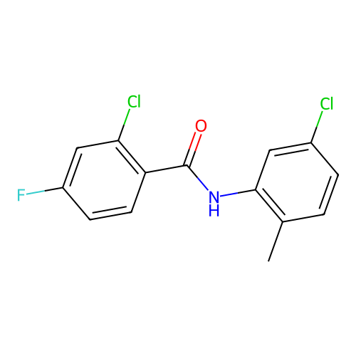 2-chloro-N-(5-chloro-2-methylphenyl)-4-fluorobenzamide structure