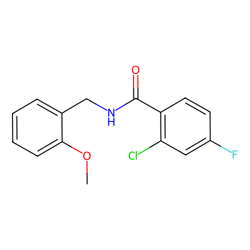 2-chloro-4-fluoro-N-[(2-methoxyphenyl)methyl]benzamide structure
