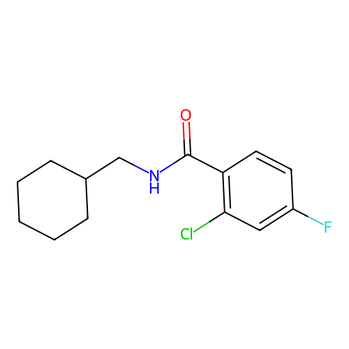 2-chloro-N-(cyclohexylmethyl)-4-fluorobenzamide structure