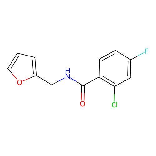 2-chloro-4-fluoro-N-(furan-2-ylmethyl)benzamide structure