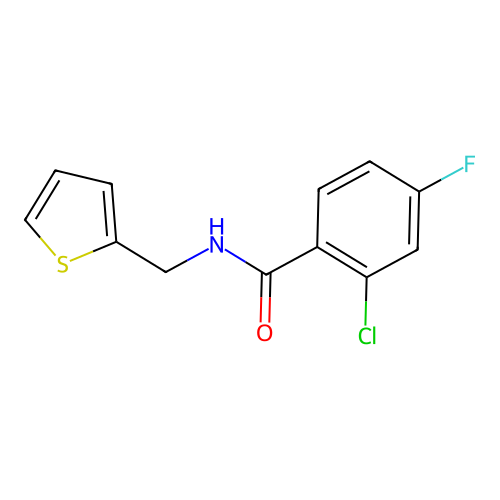 2-chloro-4-fluoro-N-(thiophen-2-ylmethyl)benzamide structure