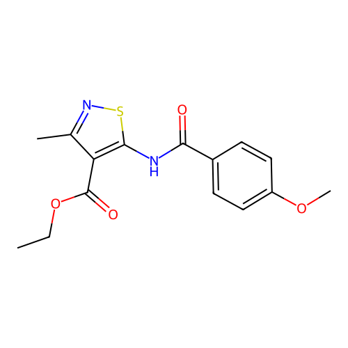 Ethyl 5-{[(4-methoxyphenyl)carbonyl]amino}-3-methyl-1,2-thiazole-4-carboxylate structure