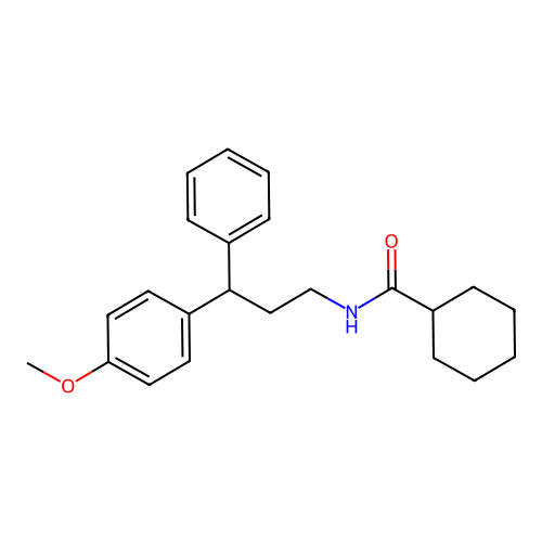 N-[3-(4-methoxyphenyl)-3-phenylpropyl]cyclohexanecarboxamide structure