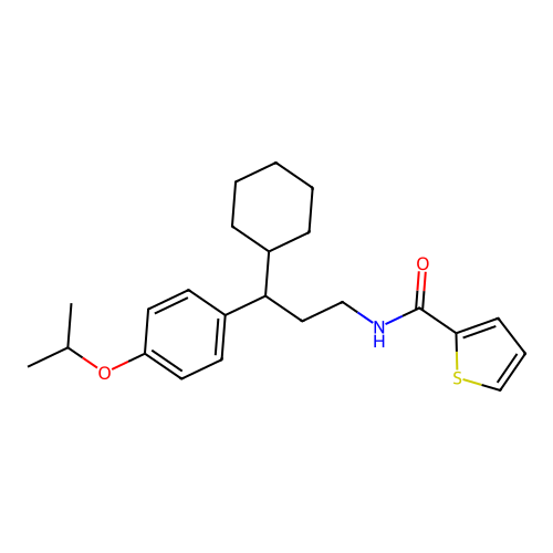 N-{3-cyclohexyl-3-[4-(propan-2-yloxy)phenyl]propyl}thiophene-2-carboxamide structure