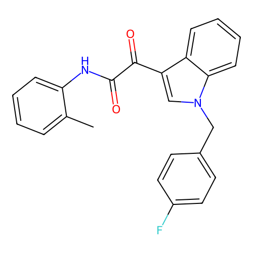 2-[1-[(4-fluorophenyl)methyl]indol-3-yl]-N-(2-methylphenyl)-2-oxoacetamide structure