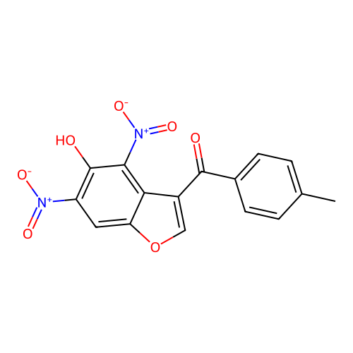 Methanone, (5-hydroxy-4,6-dinitro-3-benzofuranyl)(4-methylphenyl)- structure