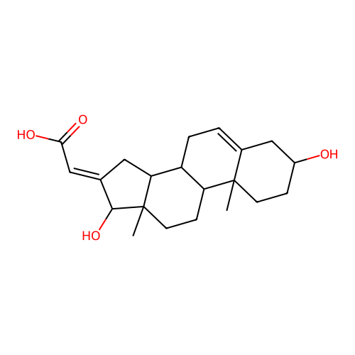 (3,17-Dihydroxyandrost-5-en-16-ylidene)acetic acid structure