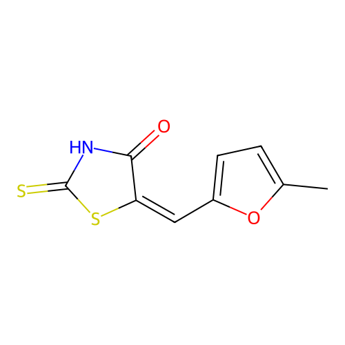 (5E)-2-mercapto-5-[(5-methyl-2-furyl)methylene]-1,3-thiazol-4(5H)-one structure
