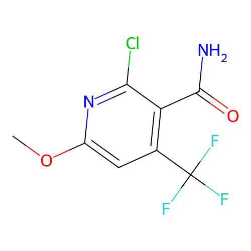 2-Chloro-6-methoxy-4-(trifluoromethyl)pyridine-3-carboxamide structure
