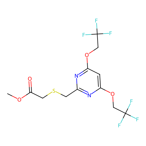 Methyl 2-[[4,6-bis(2,2,2-trifluoroethoxy)pyrimidin-2-yl]methylsulfanyl]acetate structure