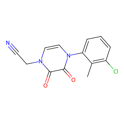 2-[4-(3-chloro-2-methylphenyl)-2,3-dioxopyrazin-1-yl]acetonitrile structure