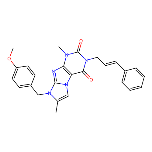 8-[(4-methoxyphenyl)methyl]-1,7-dimethyl-3-[(2E)-3-phenylprop-2-en-1-yl]-1H,2H,3H,4H,8H-imidazo[1,2-g]purine-2,4-dione structure