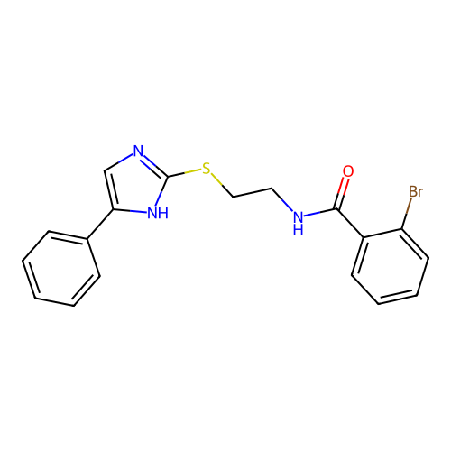 2-bromo-N-(2-((5-phenyl-1H-imidazol-2-yl)thio)ethyl)benzamide structure