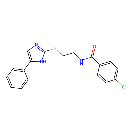 4-chloro-N-{2-[(5-phenyl-1H-imidazol-2-yl)sulfanyl]ethyl}benzamide structure