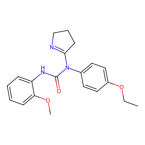 1-(3,4-dihydro-2H-pyrrol-5-yl)-1-(4-ethoxyphenyl)-3-(2-methoxyphenyl)urea structure
