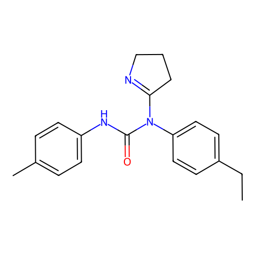 1-(3,4-dihydro-2H-pyrrol-5-yl)-1-(4-ethylphenyl)-3-(4-methylphenyl)urea structure