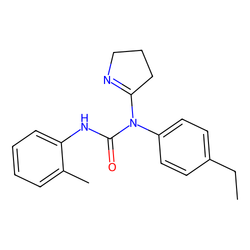 1-(3,4-dihydro-2H-pyrrol-5-yl)-1-(4-ethylphenyl)-3-(2-methylphenyl)urea structure