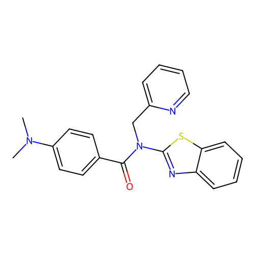 N-(benzo[d]thiazol-2-yl)-4-(dimethylamino)-N-(pyridin-2-ylmethyl)benzamide structure