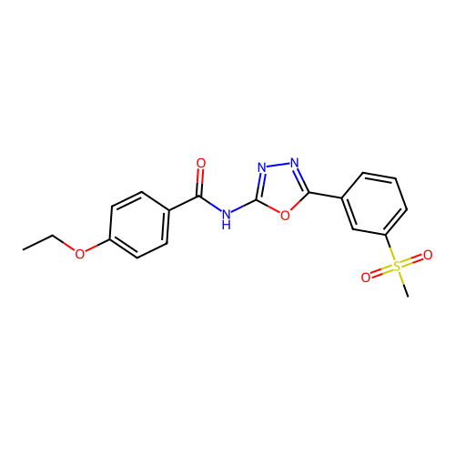 4-ethoxy-N-[5-(3-methylsulfonylphenyl)-1,3,4-oxadiazol-2-yl]benzamide structure