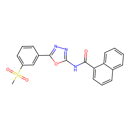 N-(5-(3-(methylsulfonyl)phenyl)-1,3,4-oxadiazol-2-yl)-1-naphthamide structure