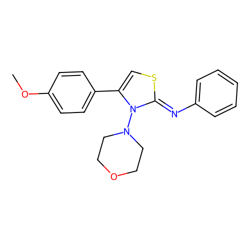 (Z)-N-(4-(4-methoxyphenyl)-3-morpholinothiazol-2(3H)-ylidene)aniline structure