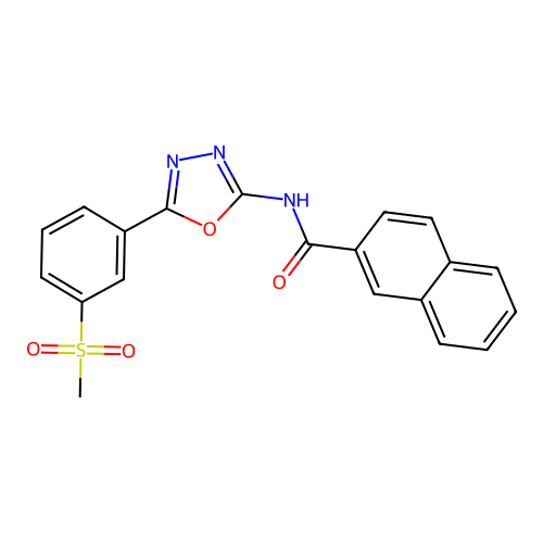 N-(5-(3-(methylsulfonyl)phenyl)-1,3,4-oxadiazol-2-yl)-2-naphthamide structure