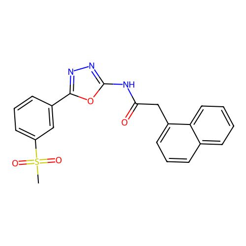 N-[5-(3-methylsulfonylphenyl)-1,3,4-oxadiazol-2-yl]-2-naphthalen-1-ylacetamide structure