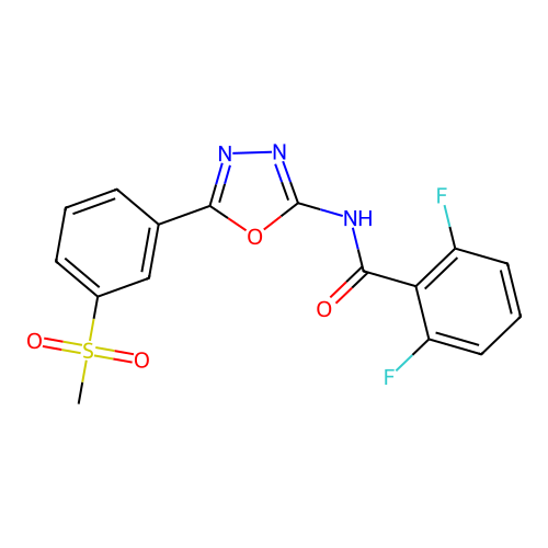 2,6-difluoro-N-[5-(3-methylsulfonylphenyl)-1,3,4-oxadiazol-2-yl]benzamide structure