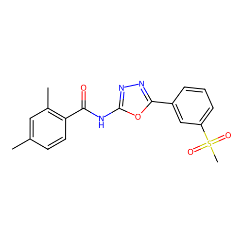 2,4-dimethyl-N-[5-(3-methylsulfonylphenyl)-1,3,4-oxadiazol-2-yl]benzamide structure