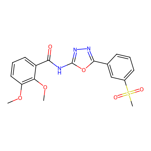 2,3-dimethoxy-N-[5-(3-methylsulfonylphenyl)-1,3,4-oxadiazol-2-yl]benzamide structure